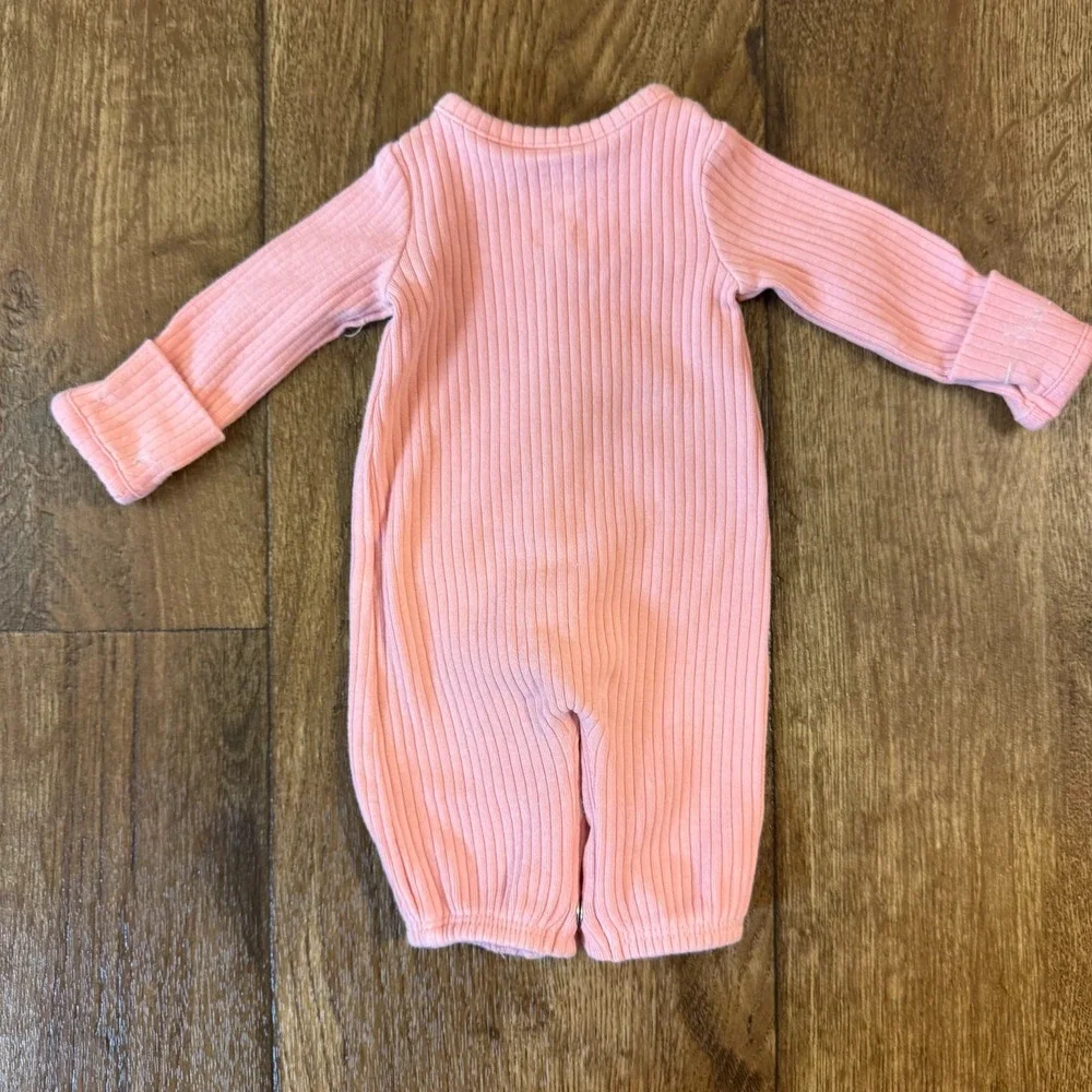 Carters Baby Girl Preemie 1 PC Outfit Pink Ribbed Cotton Snaps Into Gown Clothes